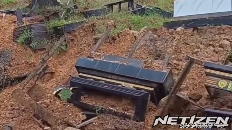 Pilu di Samarinda: Puluhan Makam di Pemakaman Cempaka Rusak Akibat Longsor