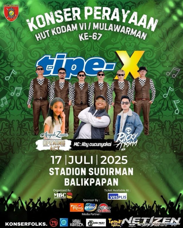 Tipe-X Siap Guncang Panggung HUT ke-67 Kodam VI/Mulawarman di Balikpapan