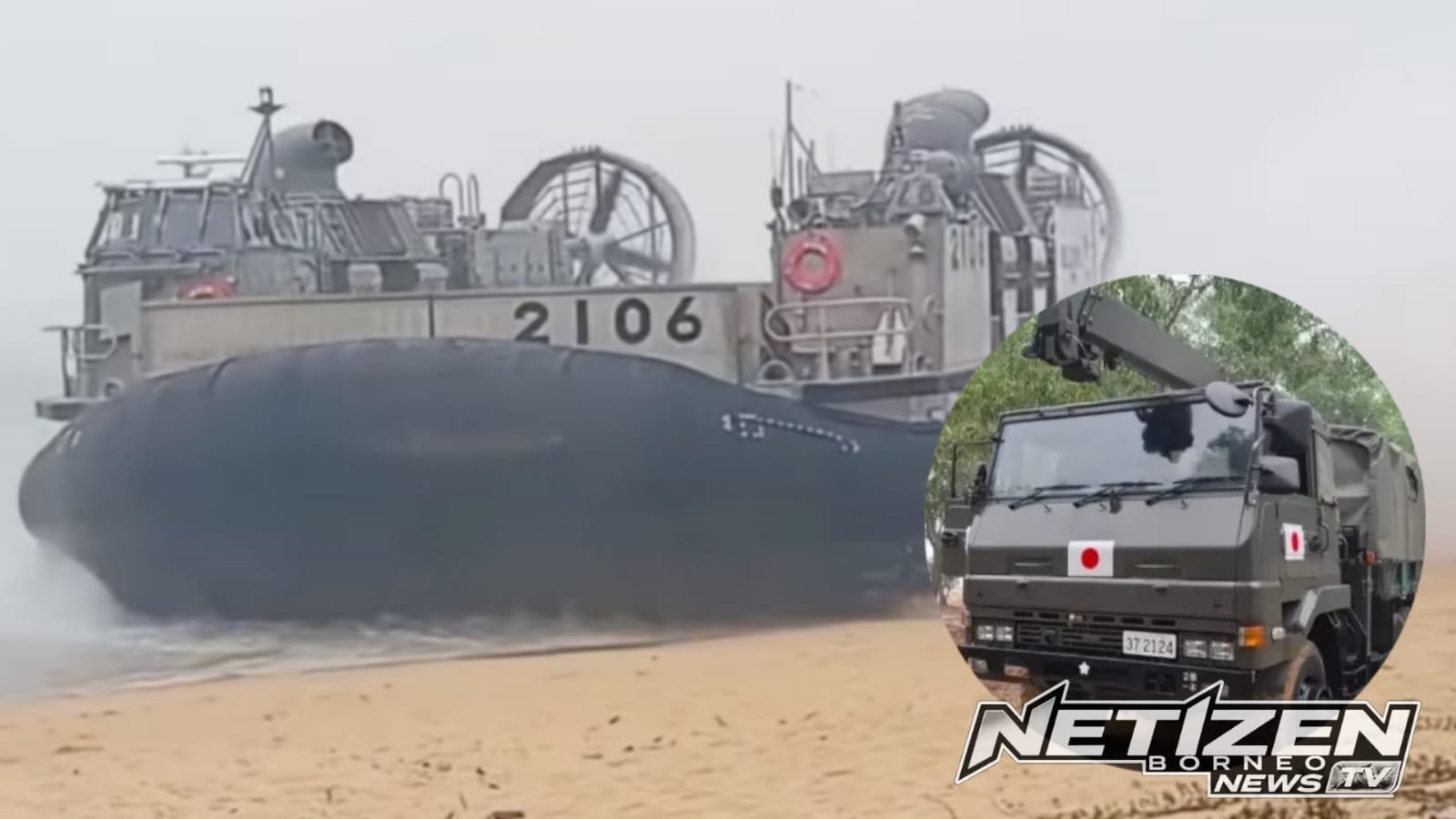 Dua Kapal Pendarat Jepang LCAC Mendarat di Pantai Karta Bengkayang, Dukung Operasi Karhutla